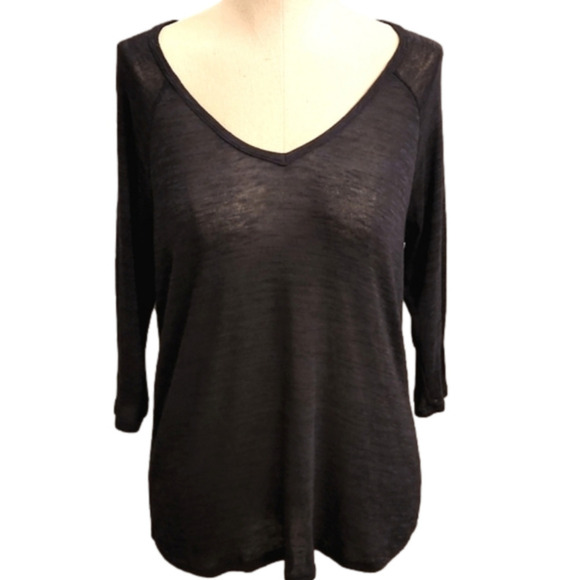 JUNIORS Pink Rose Navy & black marled lace back top size Large - Picture 1 of 10